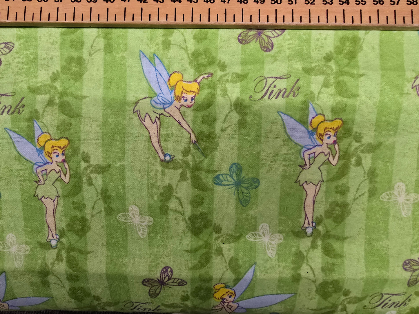 Springs Creative Disney Tinkerbell Green Brushed Cotton Flannel Fabric - 112cm Wide Premium Quality