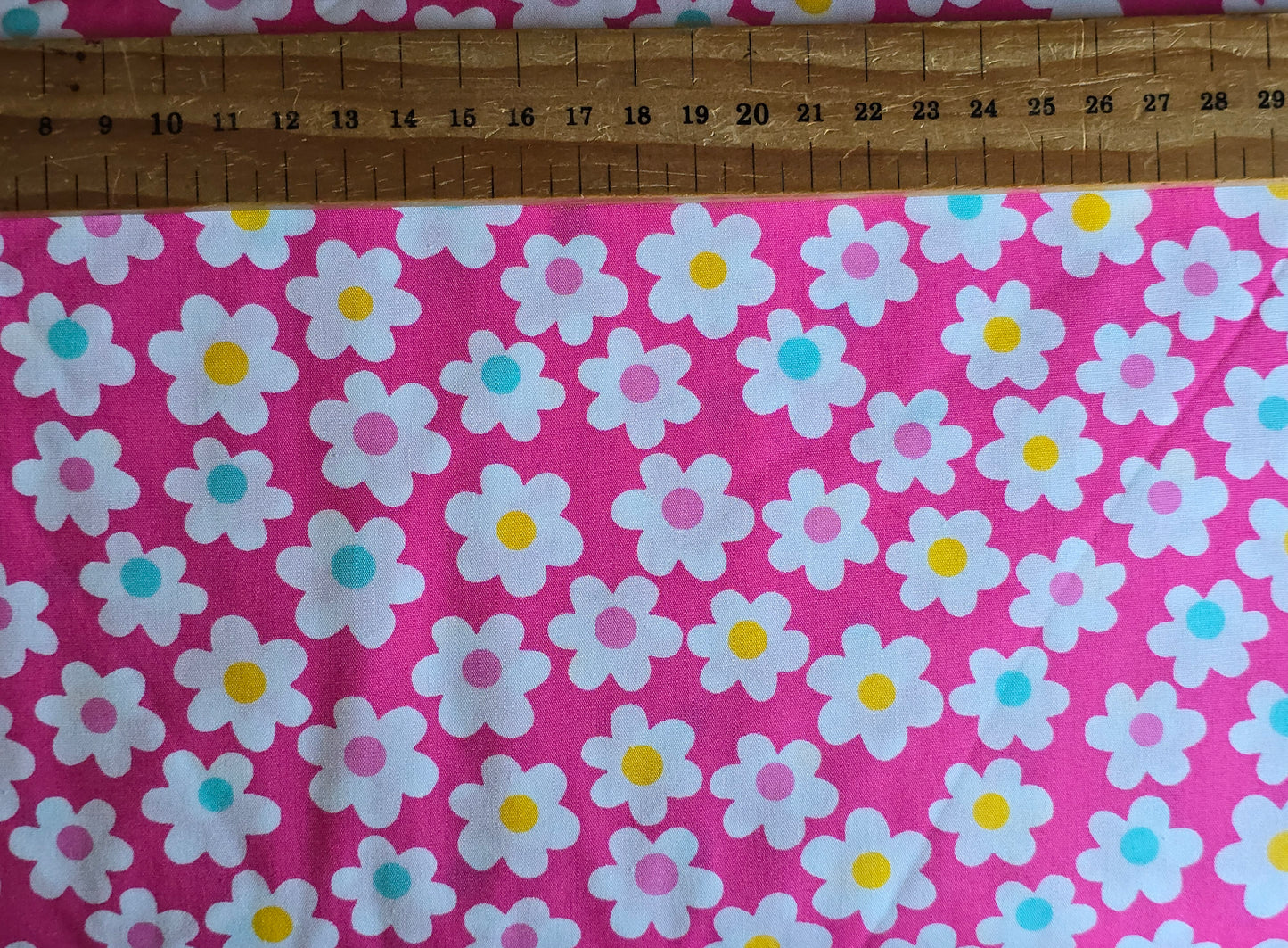 100% Cotton Cartoon Flower on Pink