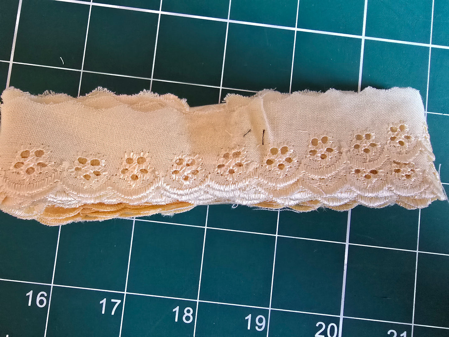 Broderie Anglaise Trim 3m length Pale Yellow