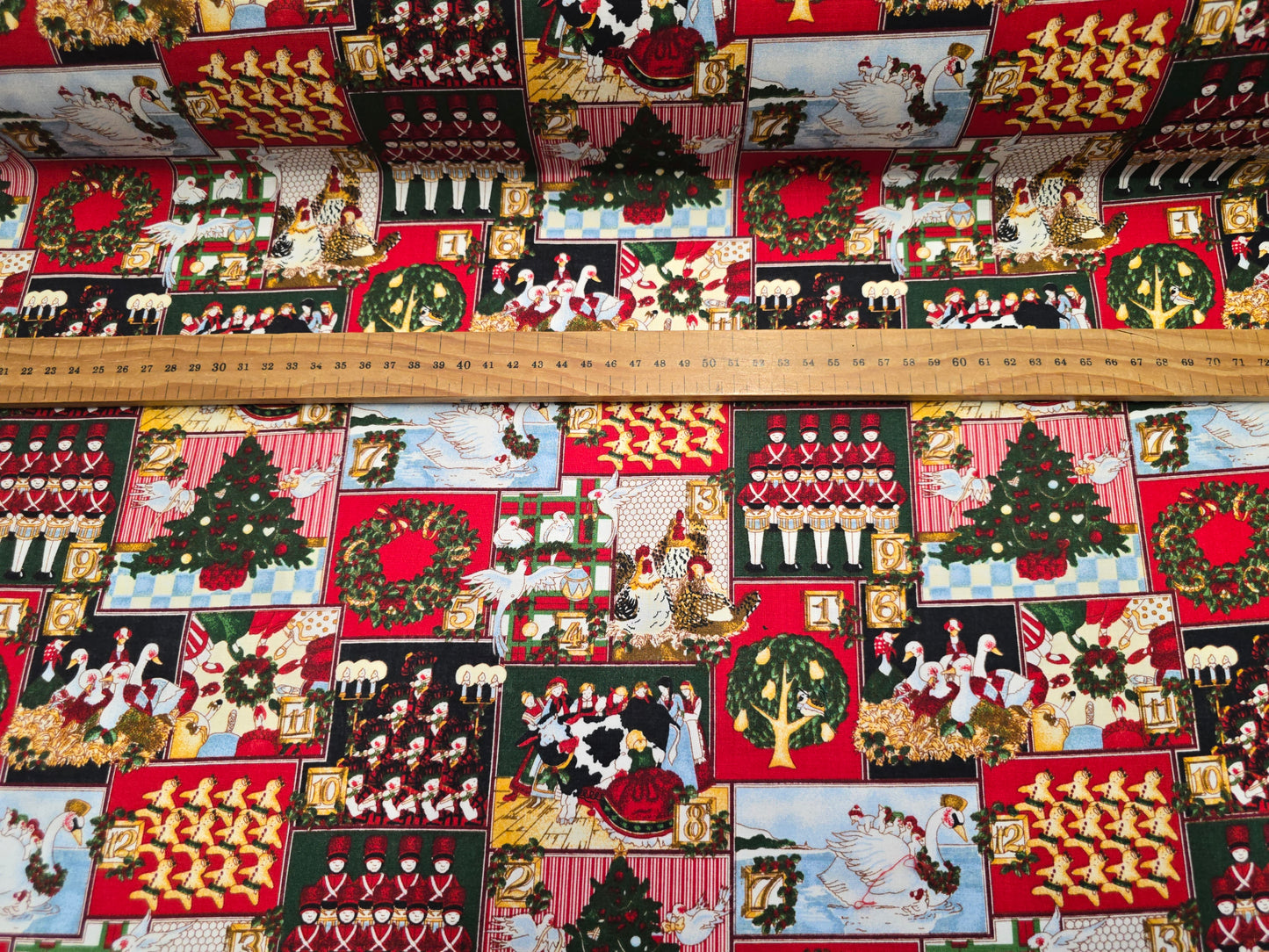 12 Days of Christmas 100% Cotton Fabric - 135cm Wide