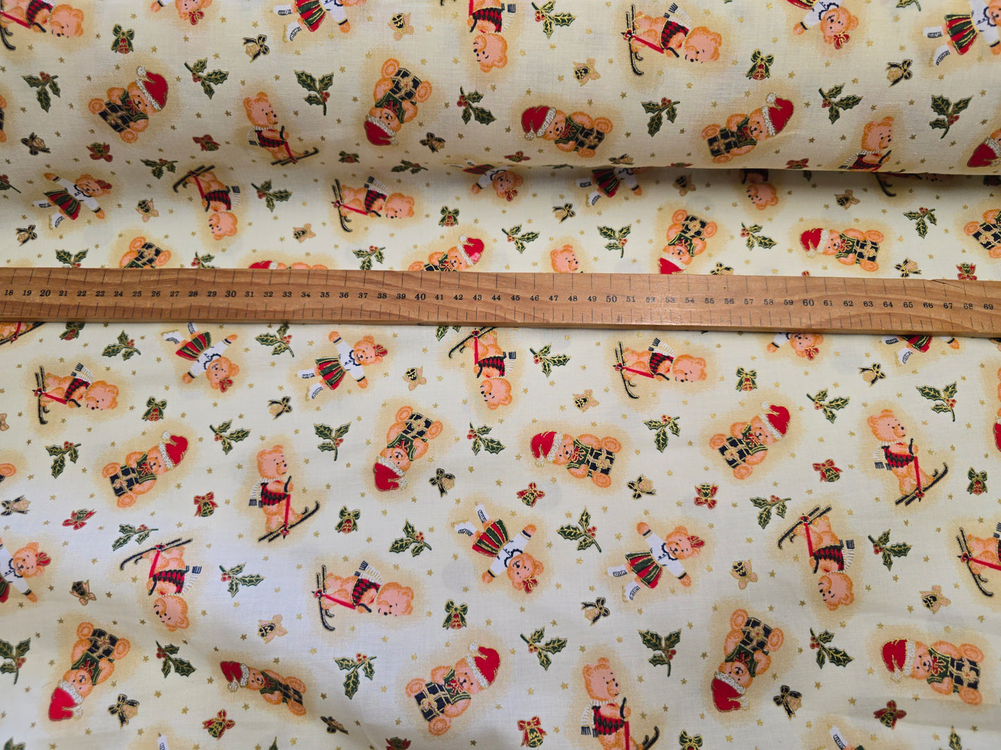 Christmas Cotton 135cm Teddies on Cream