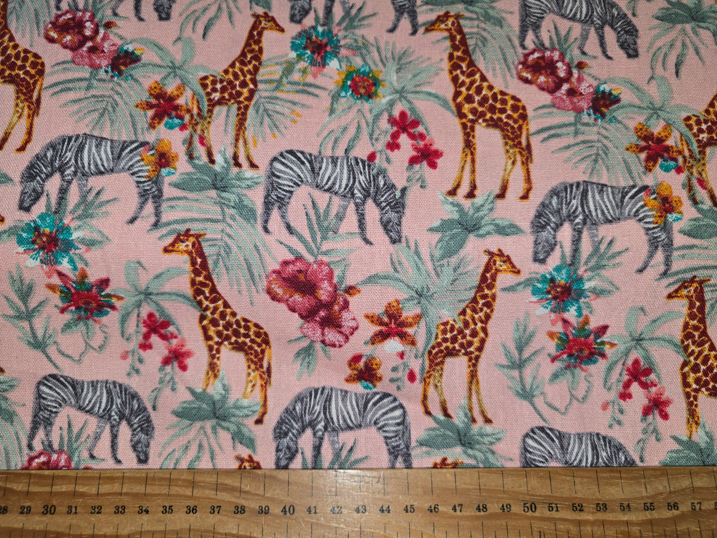 Linen Mix Safari Zebras and Giraffes