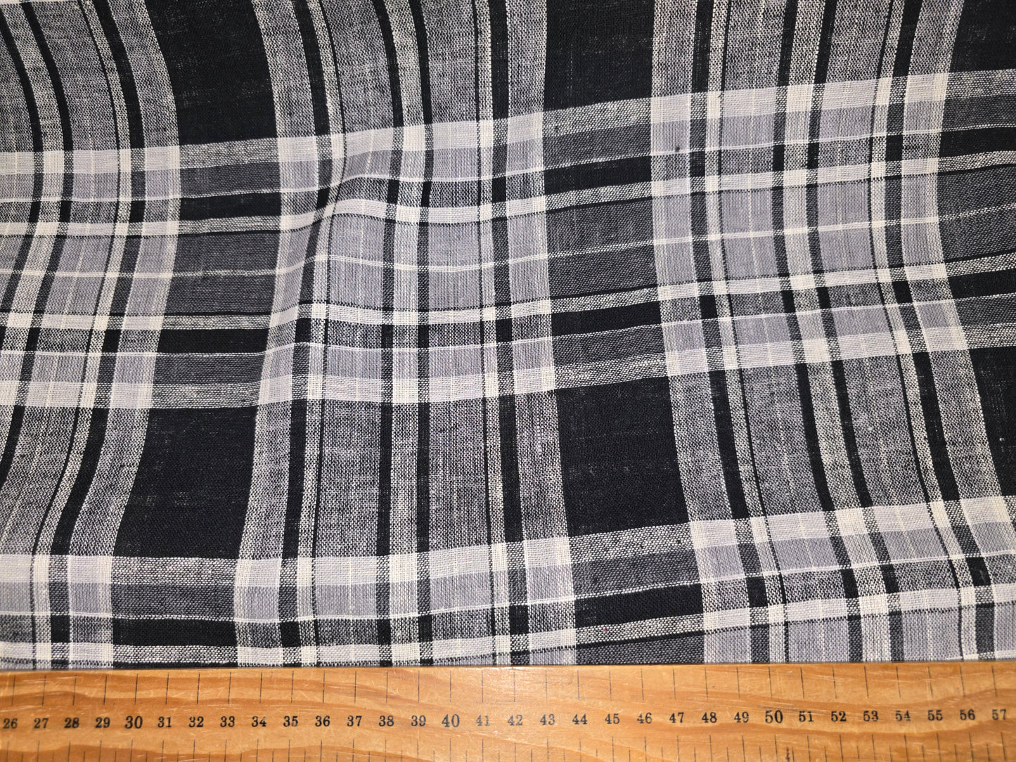 Linen Mix Black and White Check