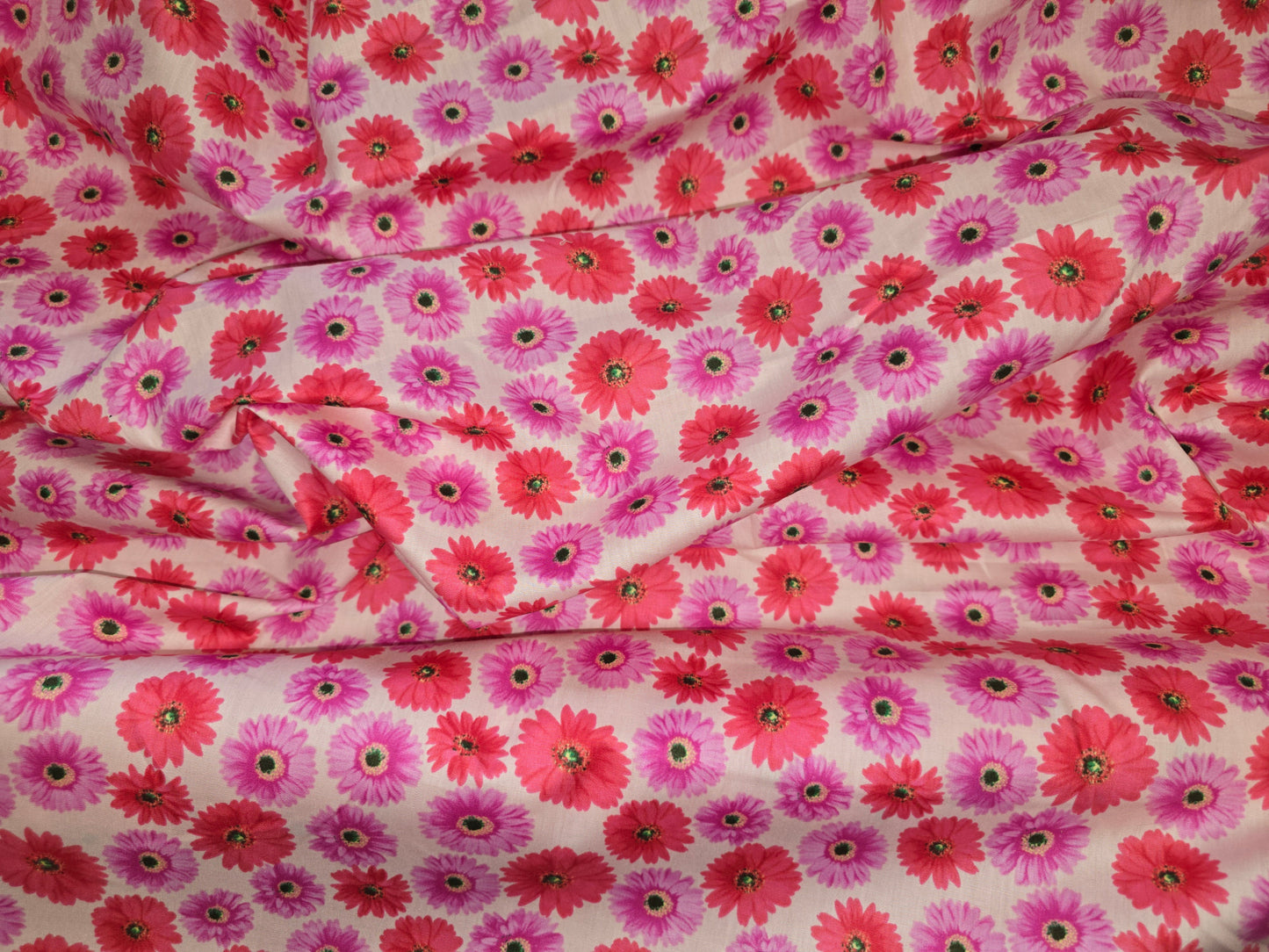 100% Cotton Pink and Lilac Flower 112cm width
