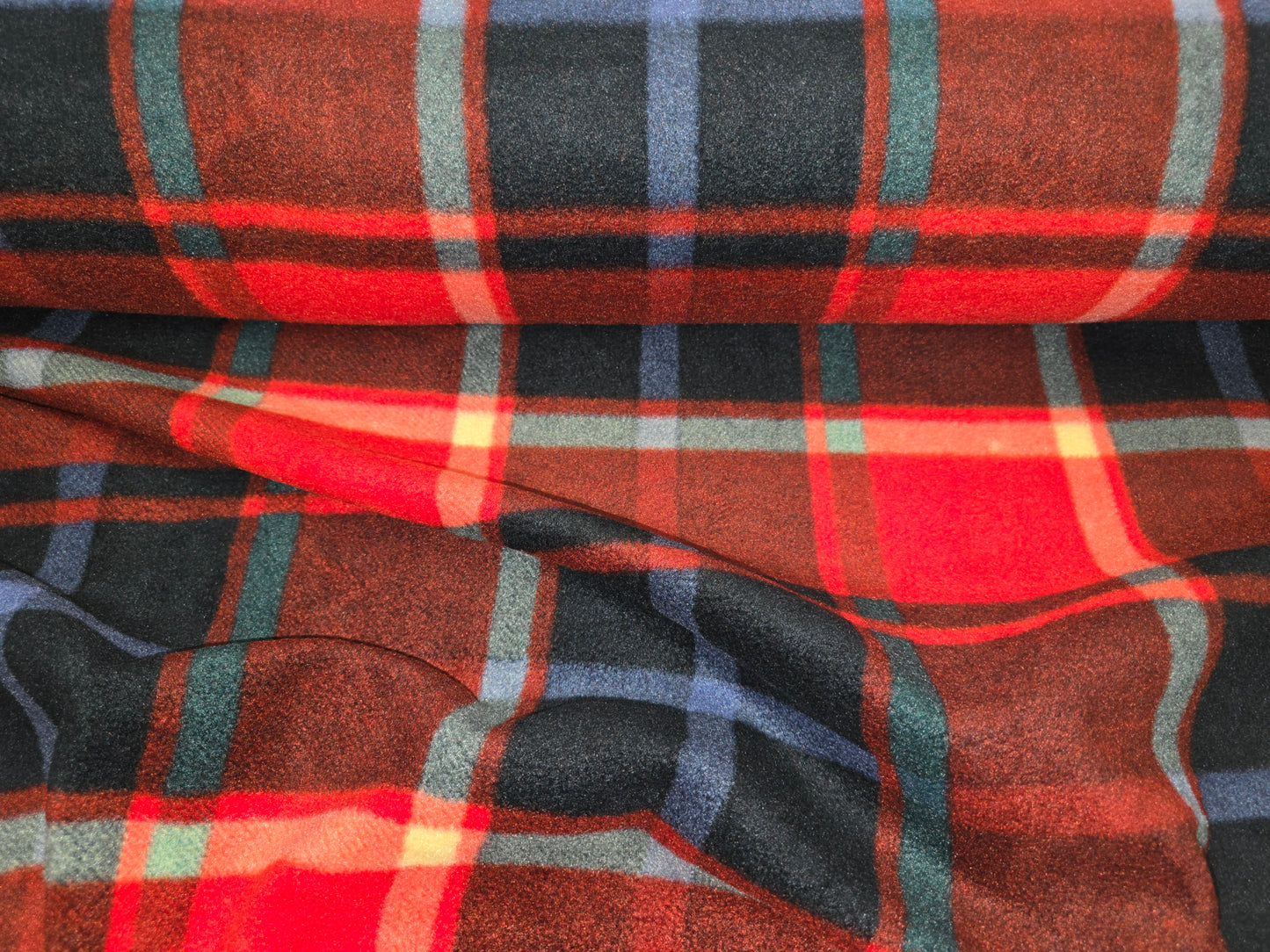 Red Tartan Fleece Fabric | 158cm Wide | Per Metre