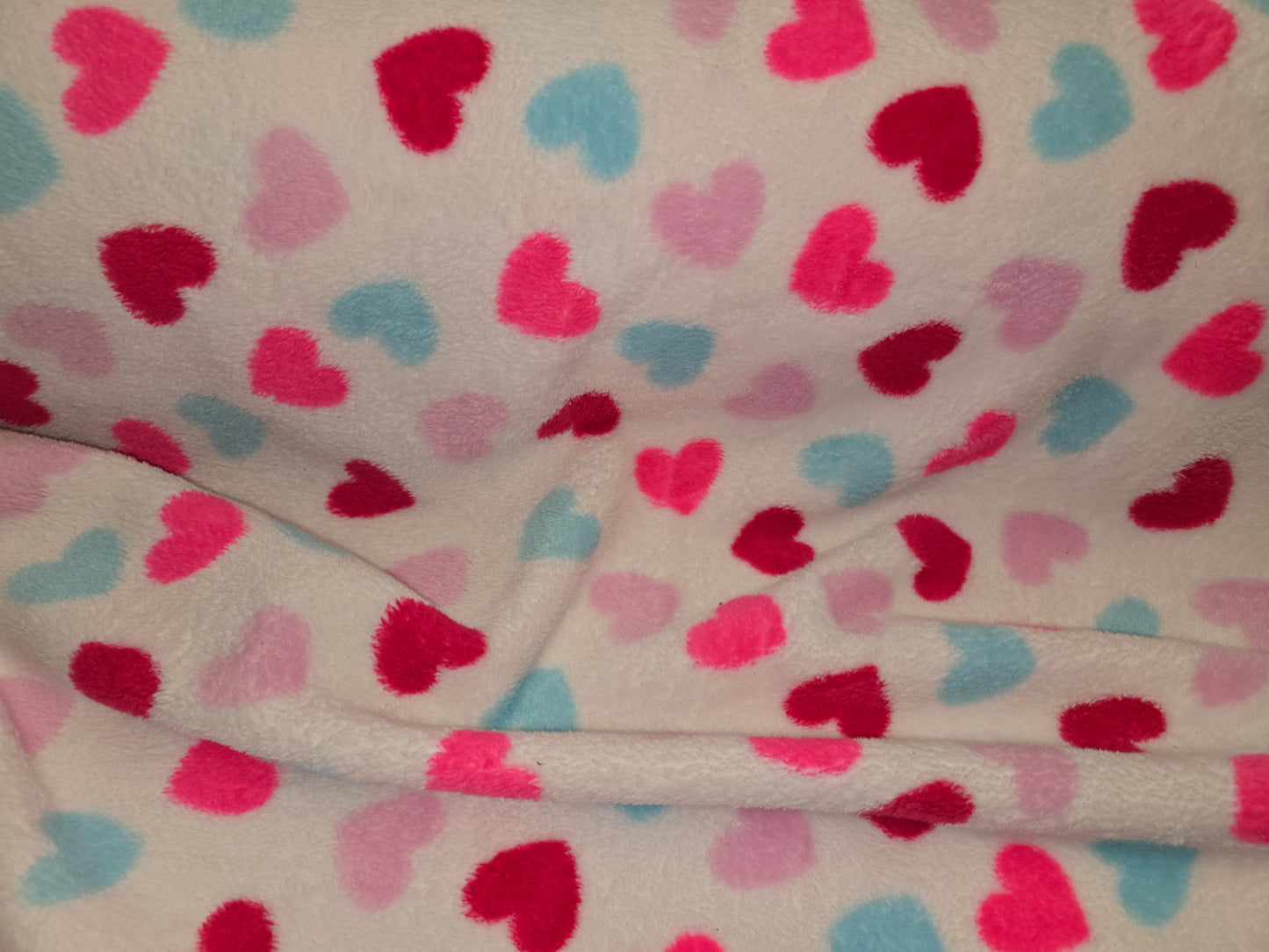 Pink and Blue Hearts Fleece 150cm width