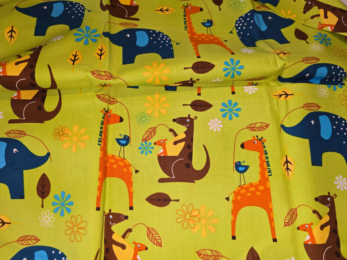 Robert Kaufman Playday Kangaroo Elephant Giraffe 100% Quilting Cotton Remnant (Copy)