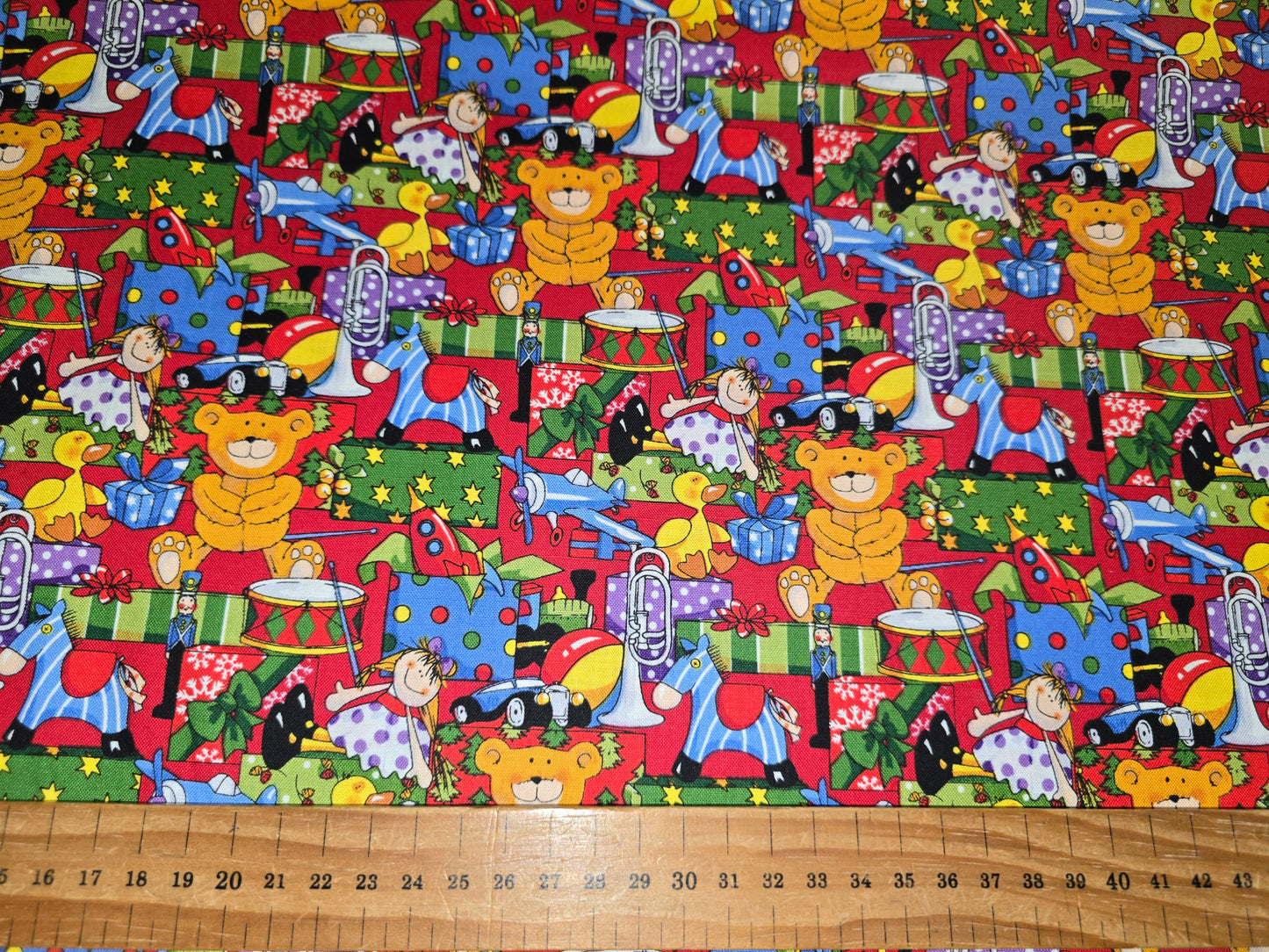 Fabri Quilt Santa's Workshop 100% Cotton - Christmas Toys Print - 112cm Wide