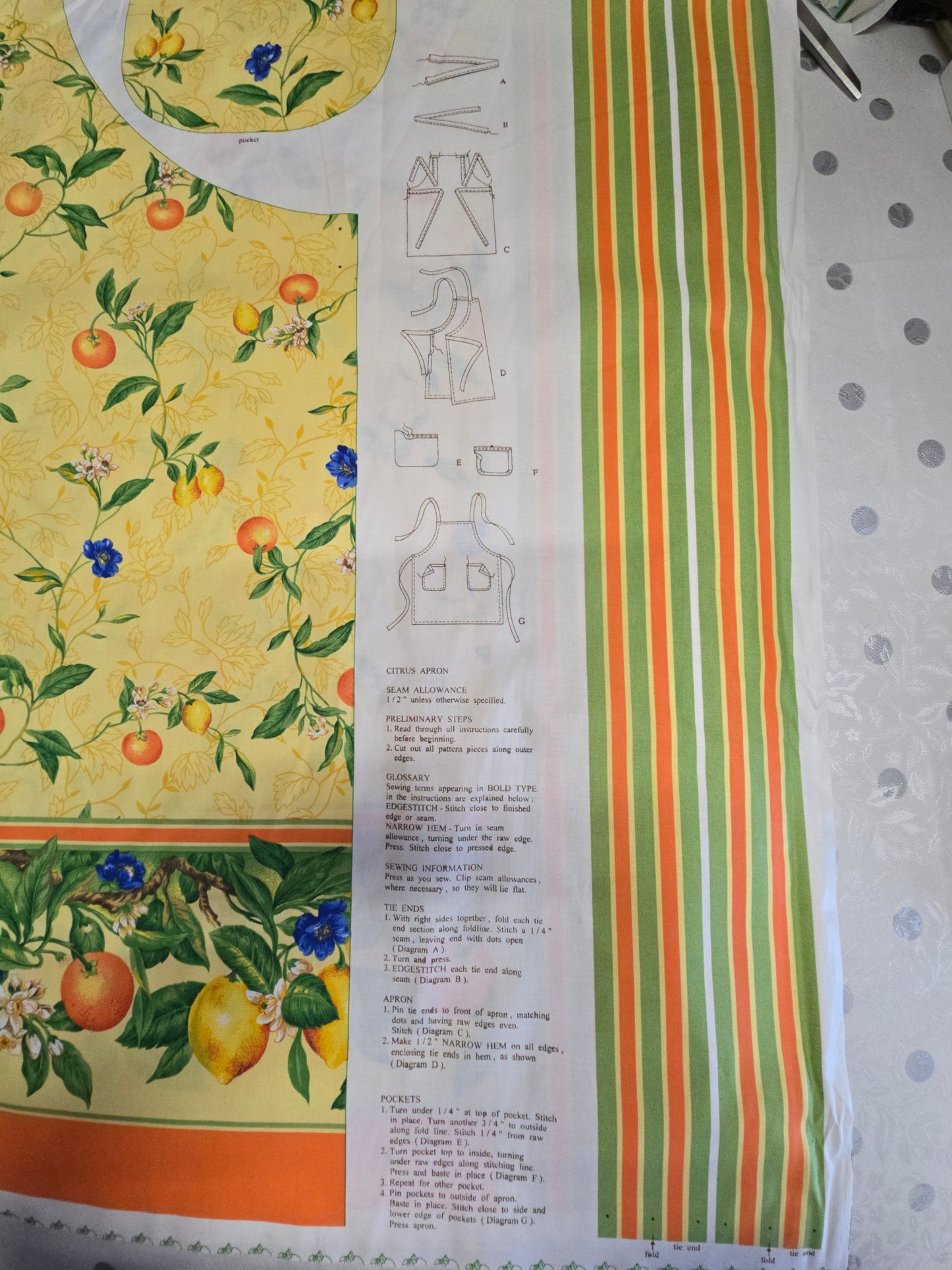 Cranston VIP Summer Orchard Apron Panel - 100% Cotton - Ready to Sew Kit