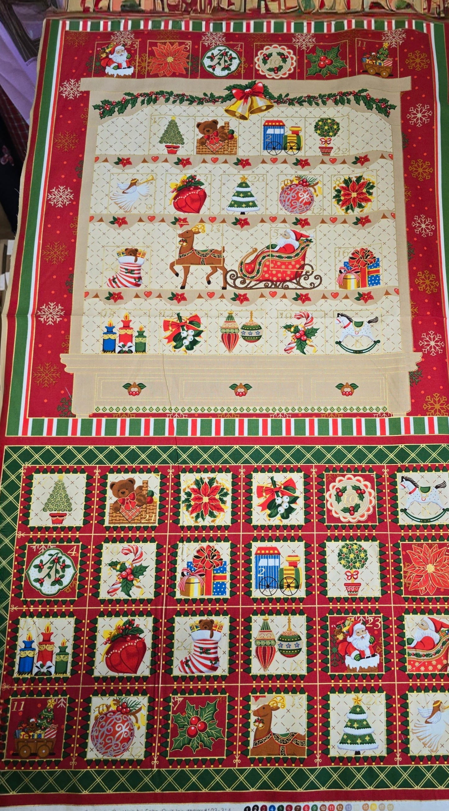 Fabri Quilt Season's Greetings Christmas Advent Calendar Panel