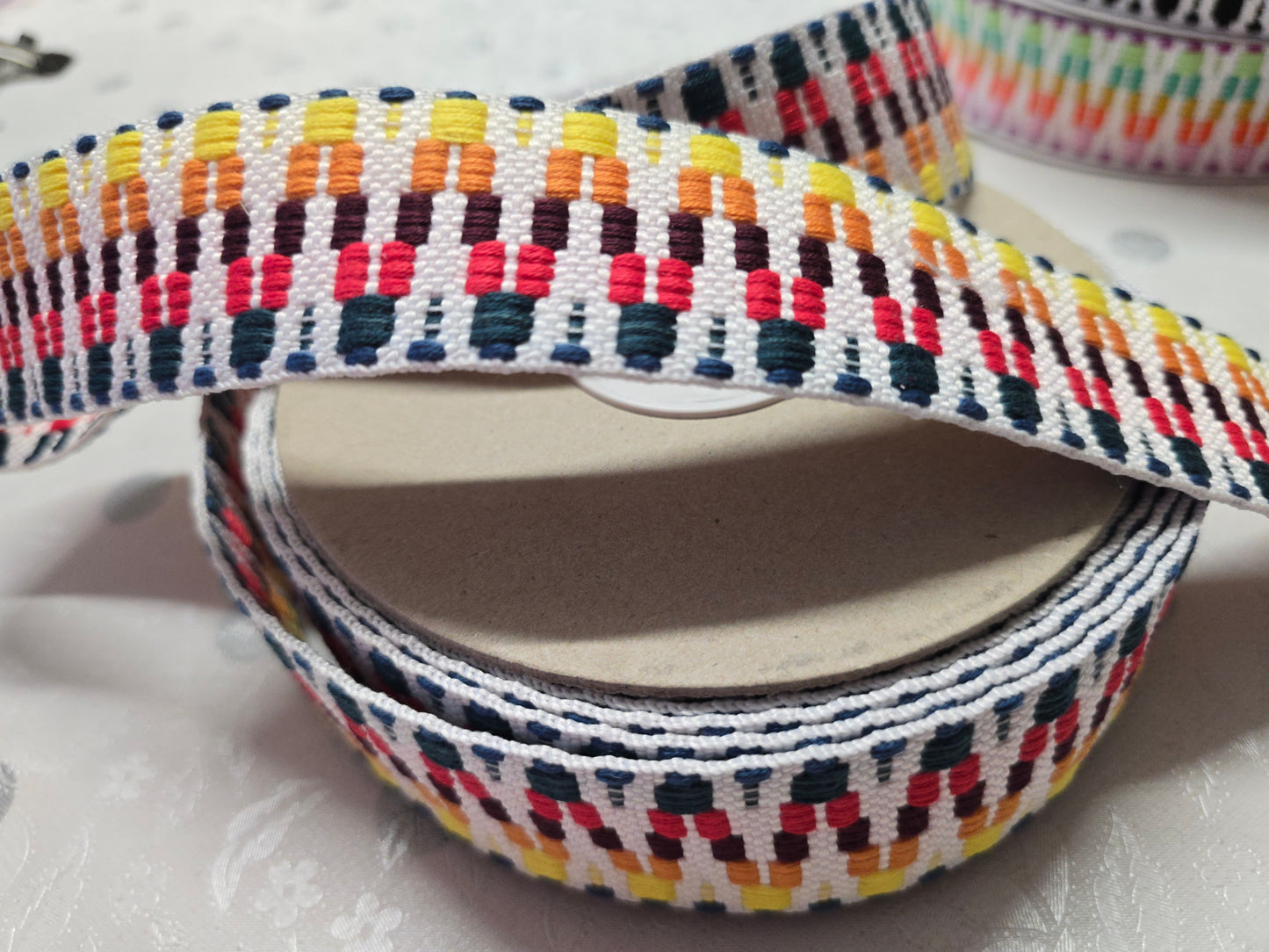 Ethnic Zig Zag Webbing 38mm Brights - Strong Polyester Strap for Bags & Belts