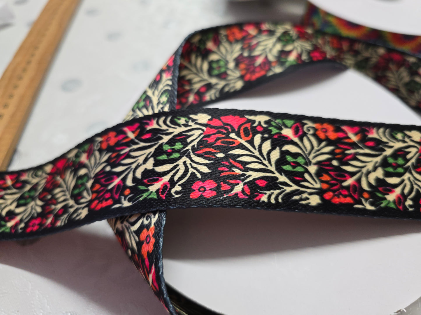 Flower Webbing 38mm - Colourful Printed Strap for Bags & Crafts