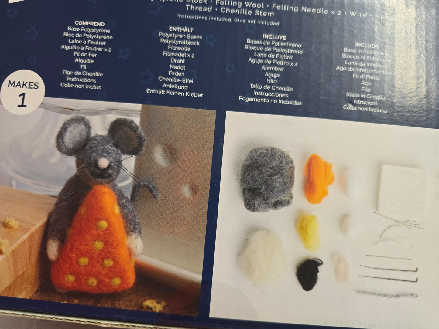 Docrafts Simply Make Mouse with Cheese Needle Felting Kit