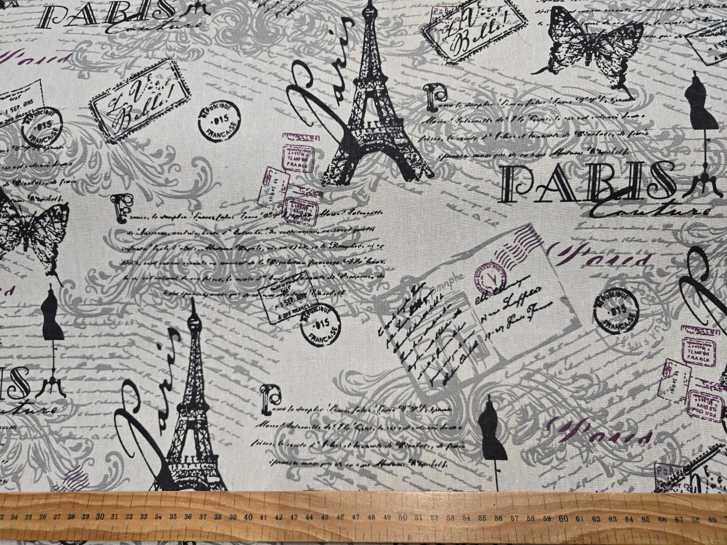 Cotton Mix Canvas - Paris in Black and Grey 150cm Width