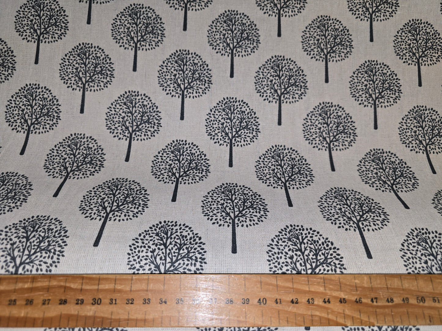 Cotton Mix Canvas - Grey Trees on Natural 150cm Width