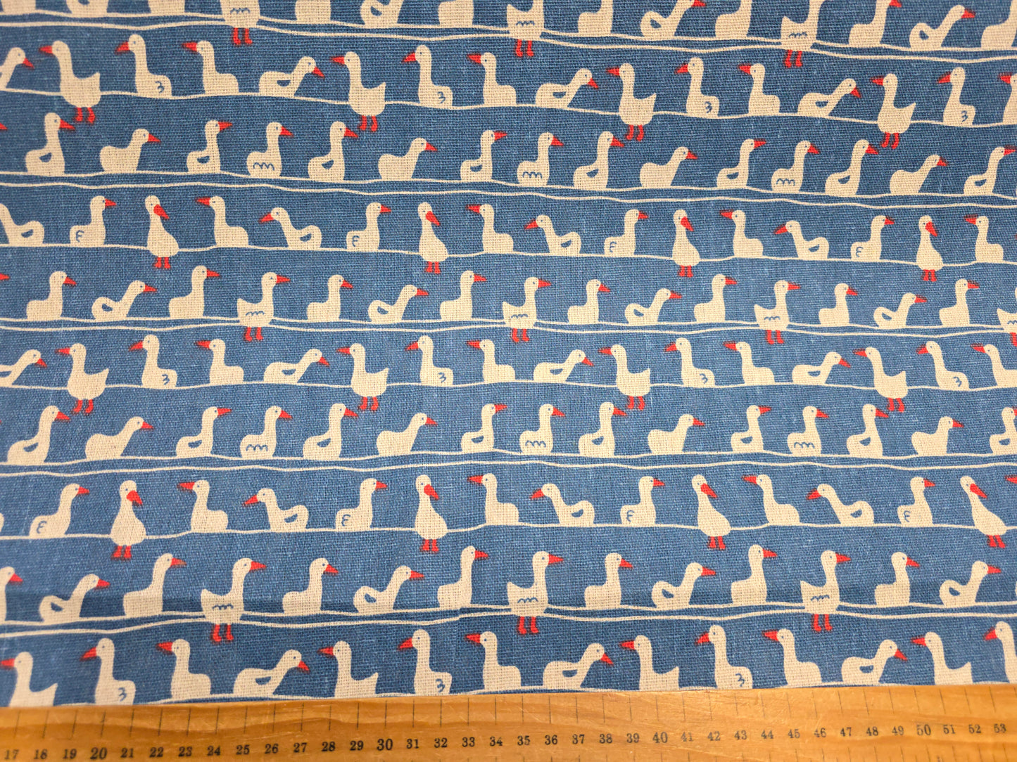 Cotton Mix Canvas - White Ducks on Blue 150cm Width