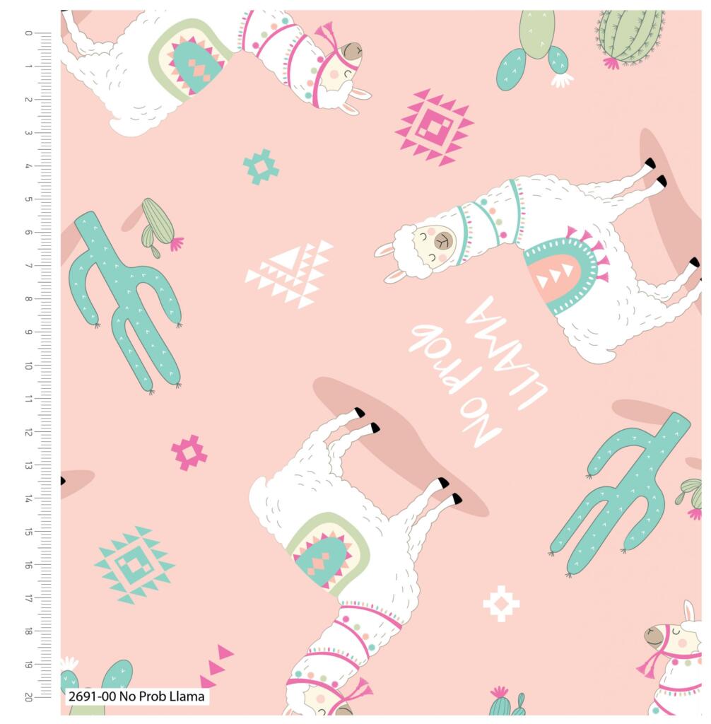 Craft Cotton Company No Prob Llama Print - 100% Cotton 110cm Width