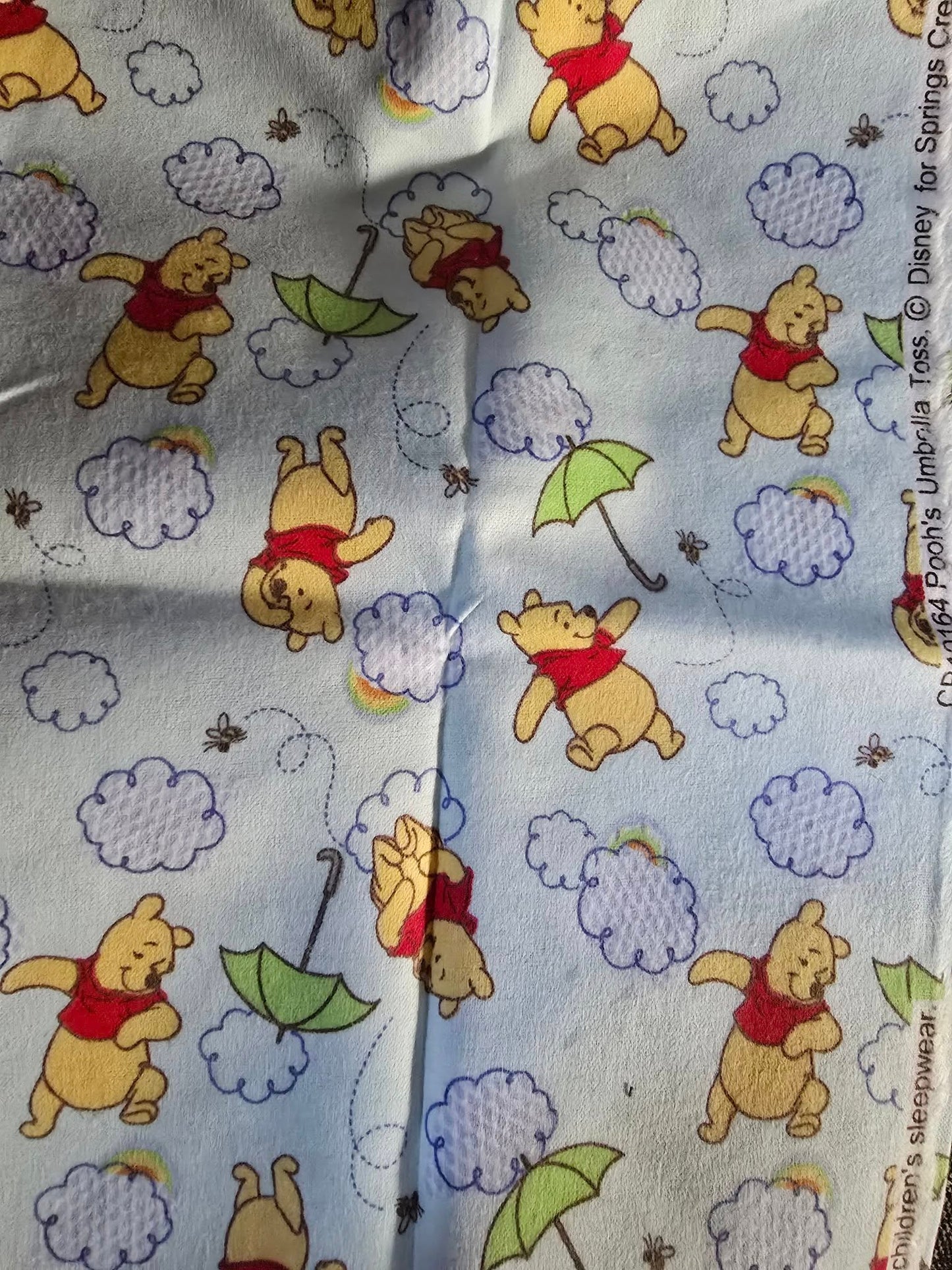 Disney Springs Poohs Umbrella Brushed Cotton Flannel Remnant