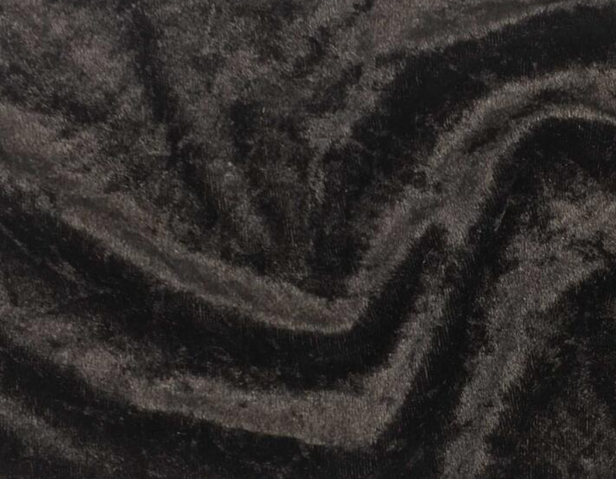 Black Crushed Velour Velvet 150cm - Luxury Stretch Fabric