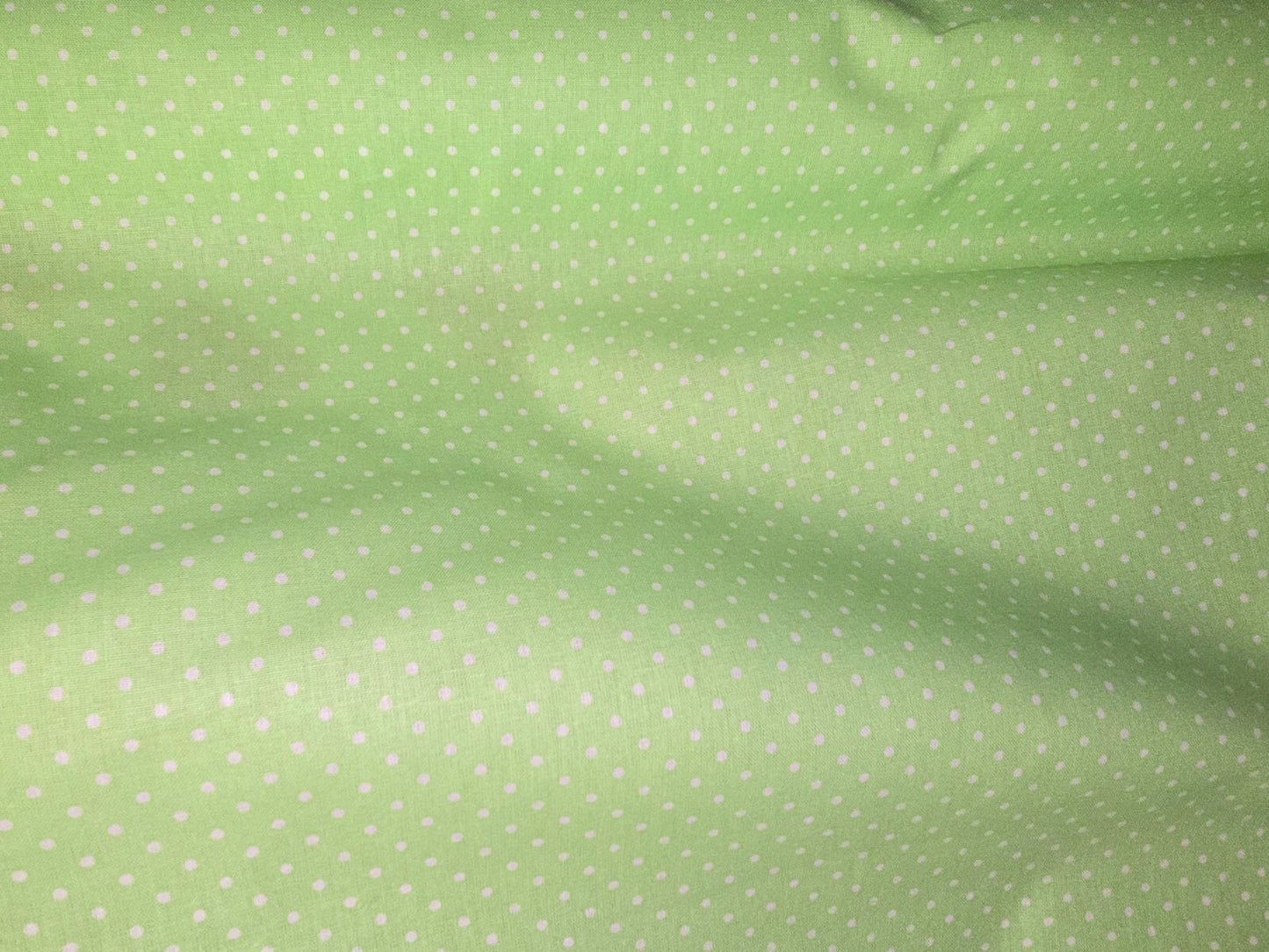 Apple Green Dot on White 100% Cotton Fabric 150cm Wide