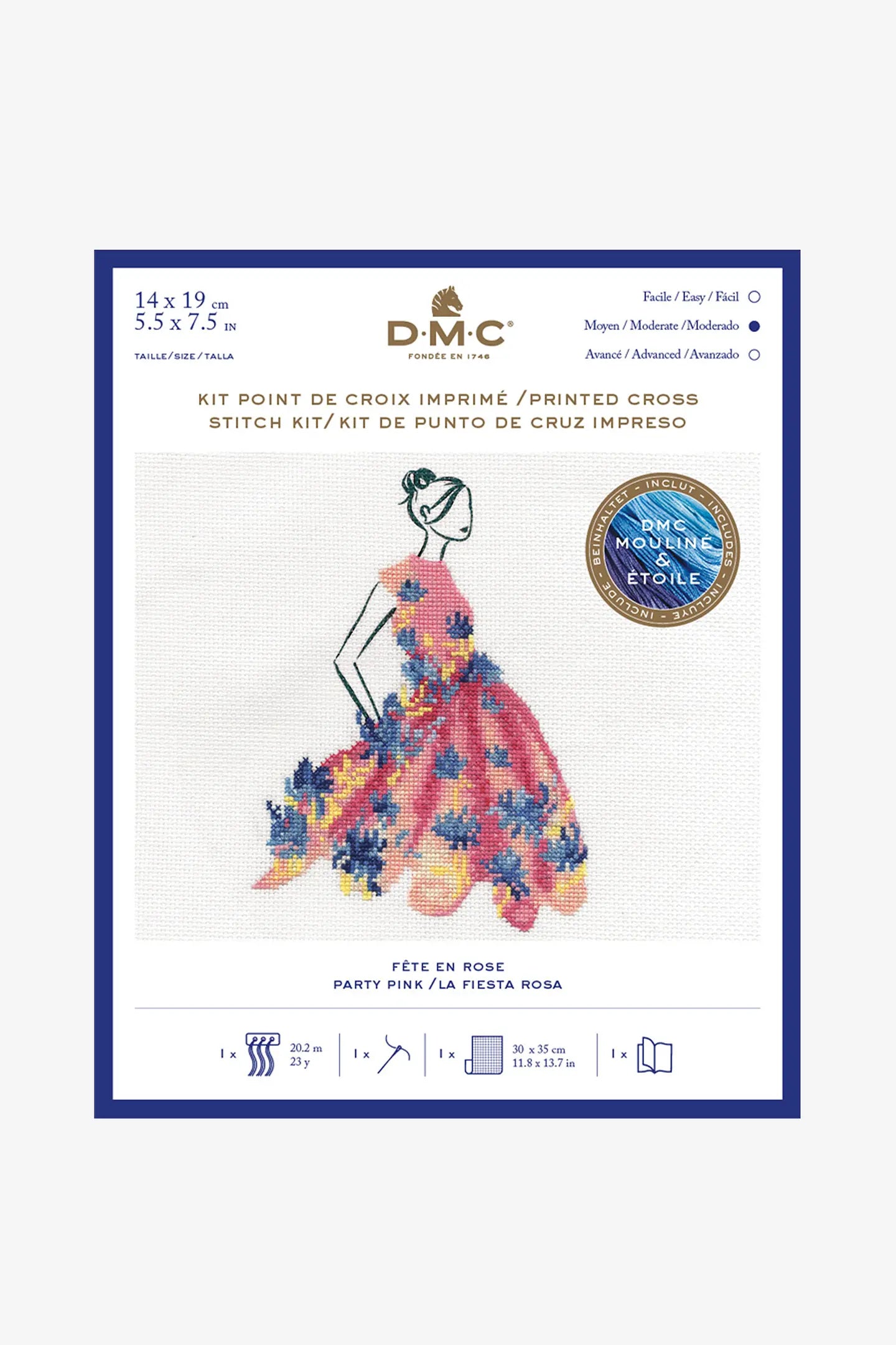 DMC Ready for the Party in Pink Cross Stitch Kit