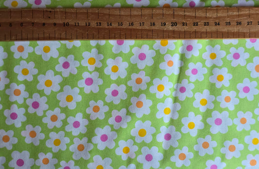 100% Cotton Cartoon Flower on Green