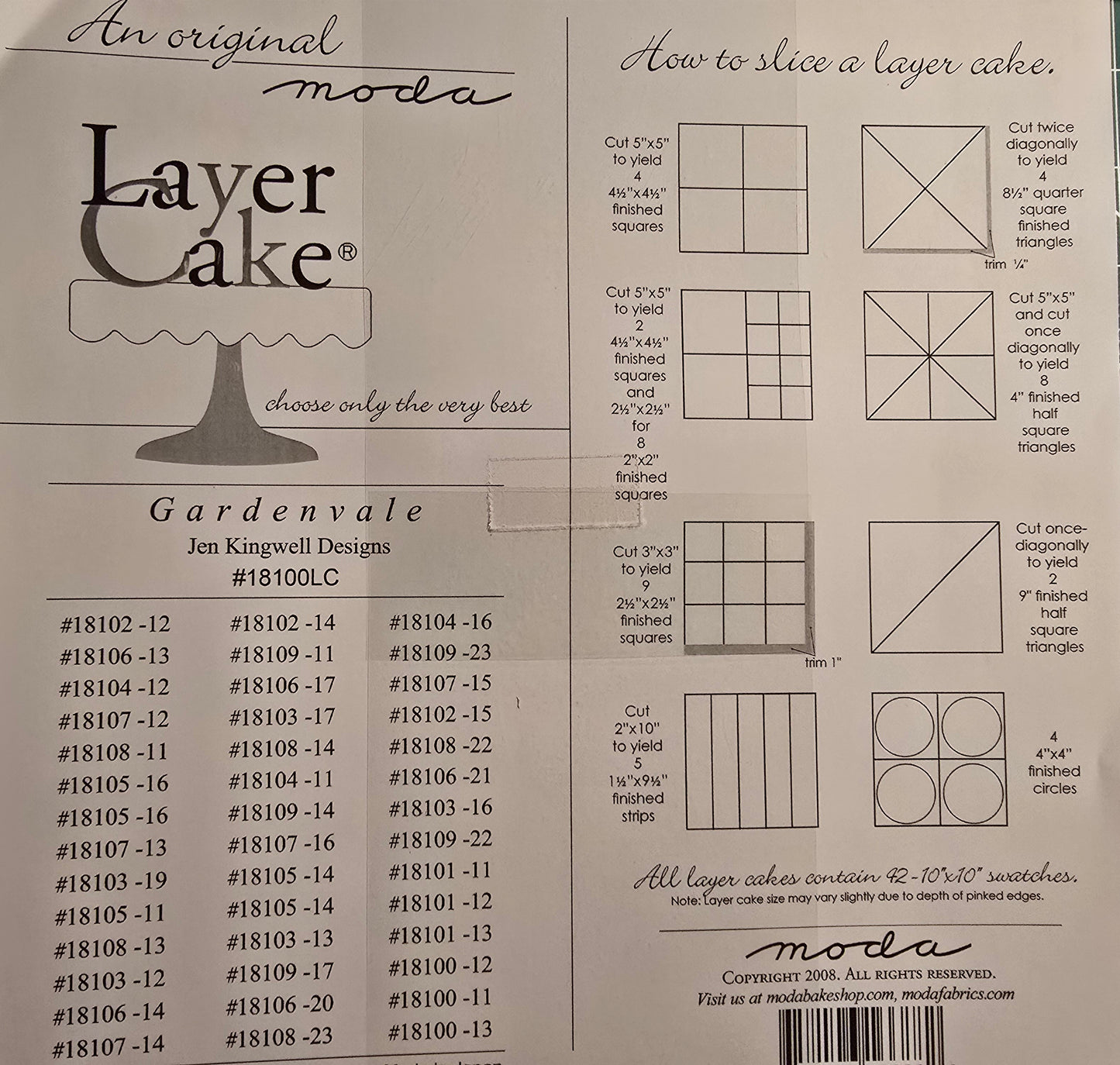 Moda Gardenvale by Jen Kingwell Designs Layer Cake Quilt Pack