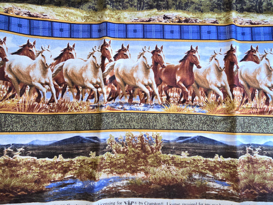 Cranston VIP Horse Border Print 100% Cotton Remnant