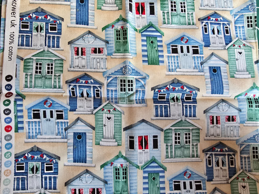 Makower Beach Huts 100% Cotton Fat Quarter Remnant