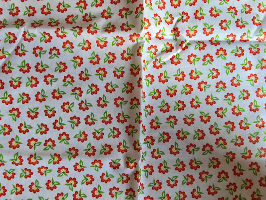 Orange Flower on White 100% Cotton Remnant