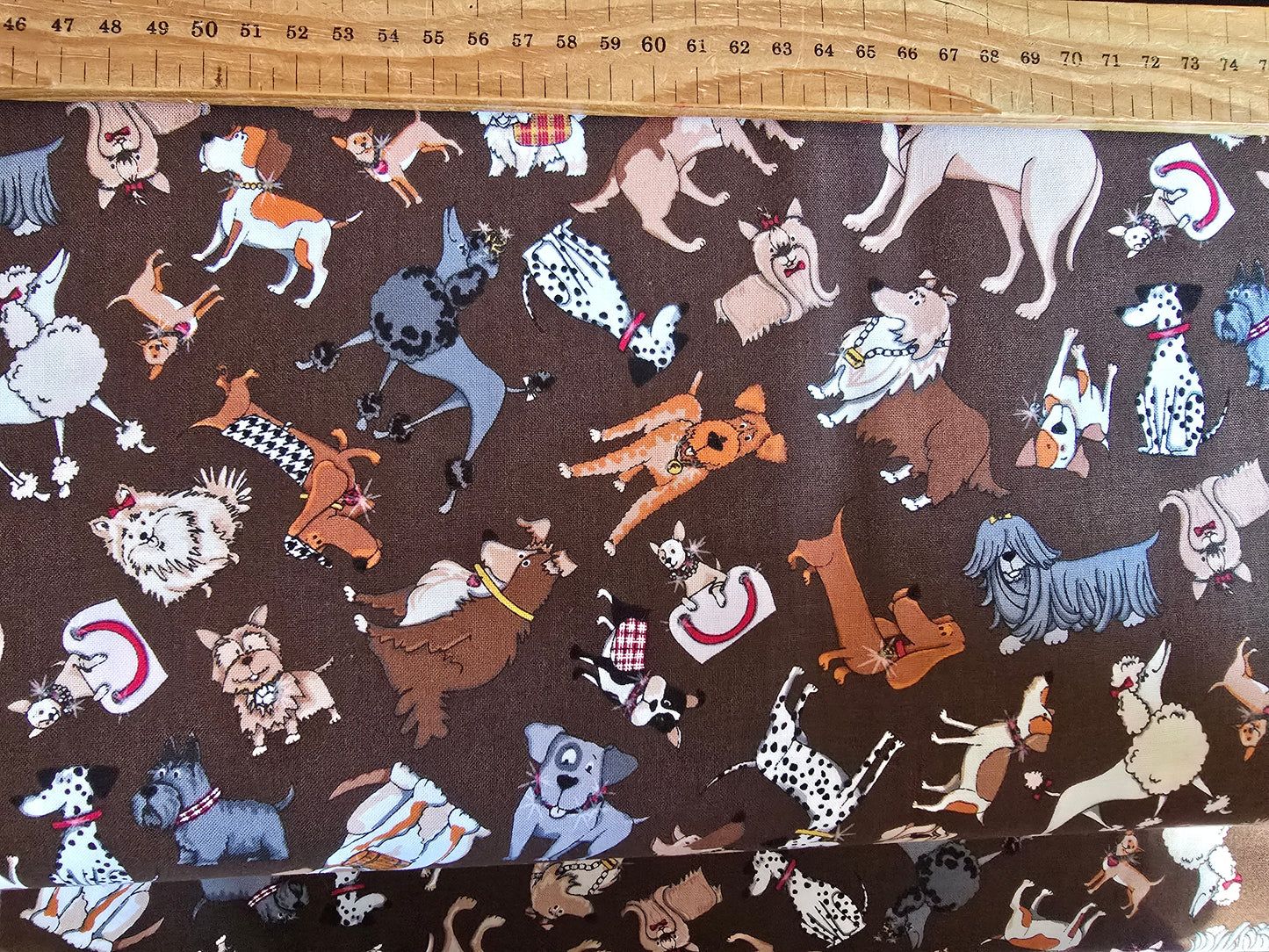 Benartex 100% Quilting Cotton Pampered Pets Brown or Blue 112 cm width