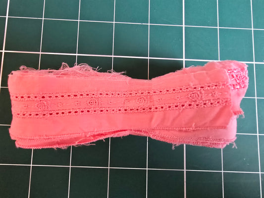 Broderie Anglaise Trim 3m length Pink