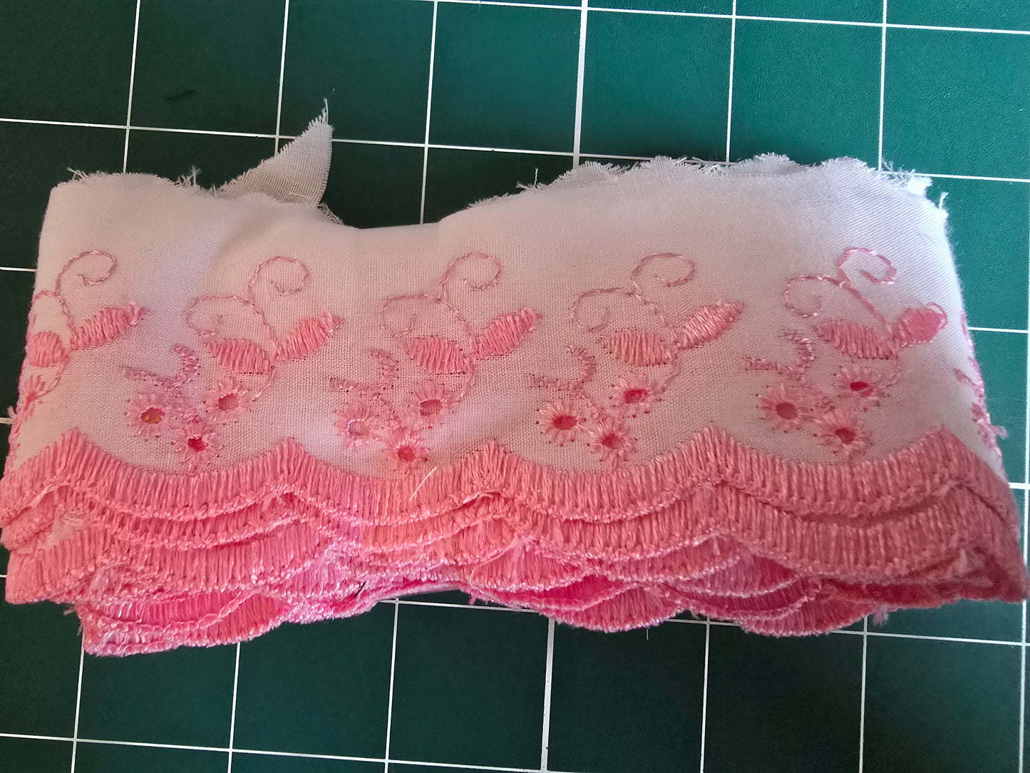 Broderie Anglaise Trim 3m length Pink