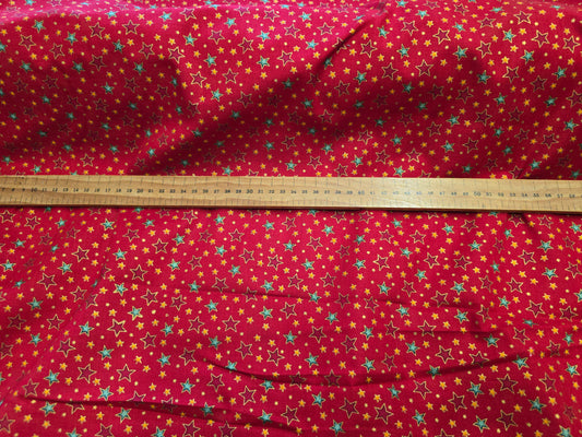 Christmas Cotton 135cm Stars on Red