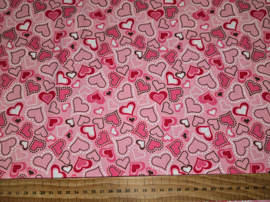 Quilting Treasures Pink Red Hearts on Pink