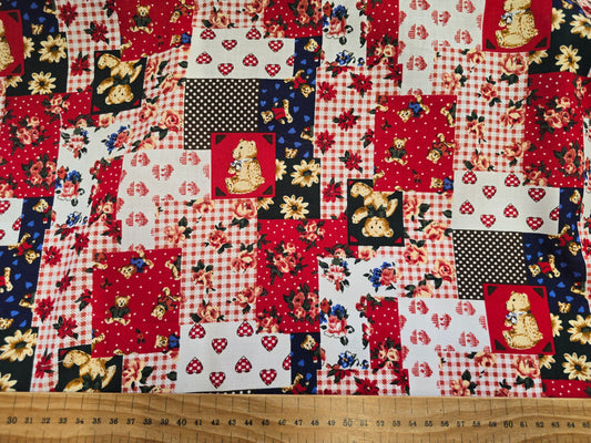 100% Cotton Patchwork in Red 135cm width