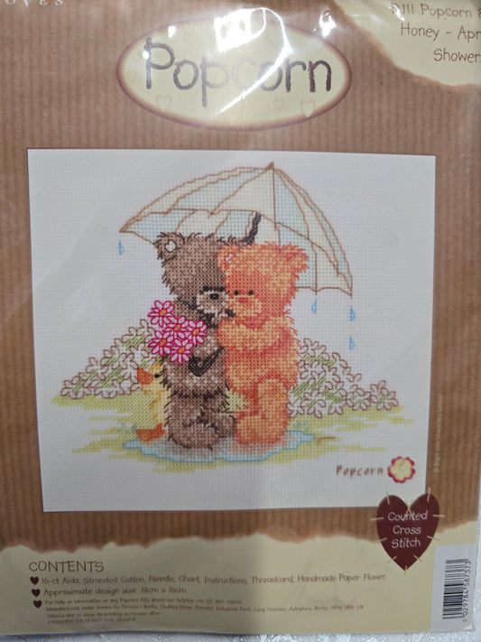 Popcorn & Honey April Showers by Groves Cross Stitch Kit