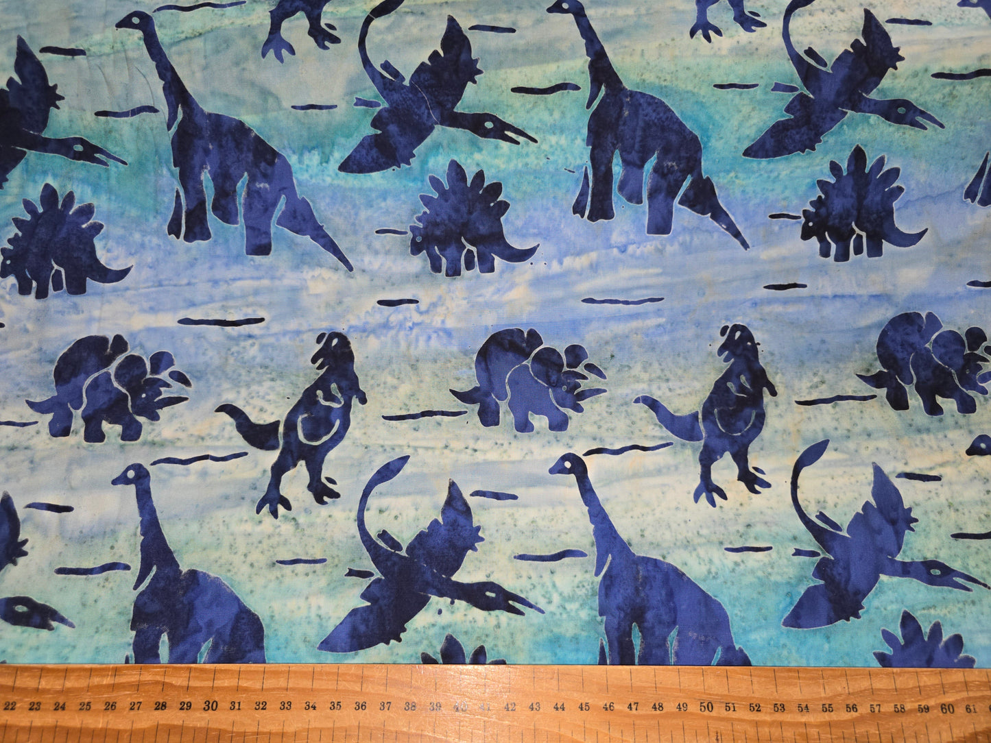 Bali Batiks Dinosaur Fabric Blue or Green 114cm width