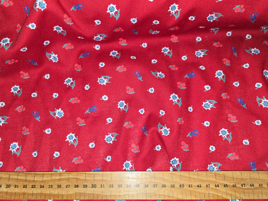 Weighty dark red cotton floral 140cm width