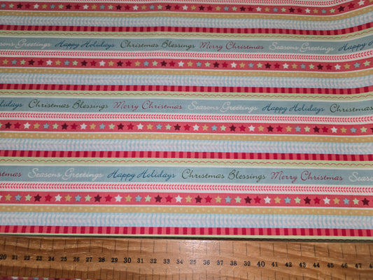 Benartex Screen Print 3267 Merry Christmas Script 112cm width 100% cotton