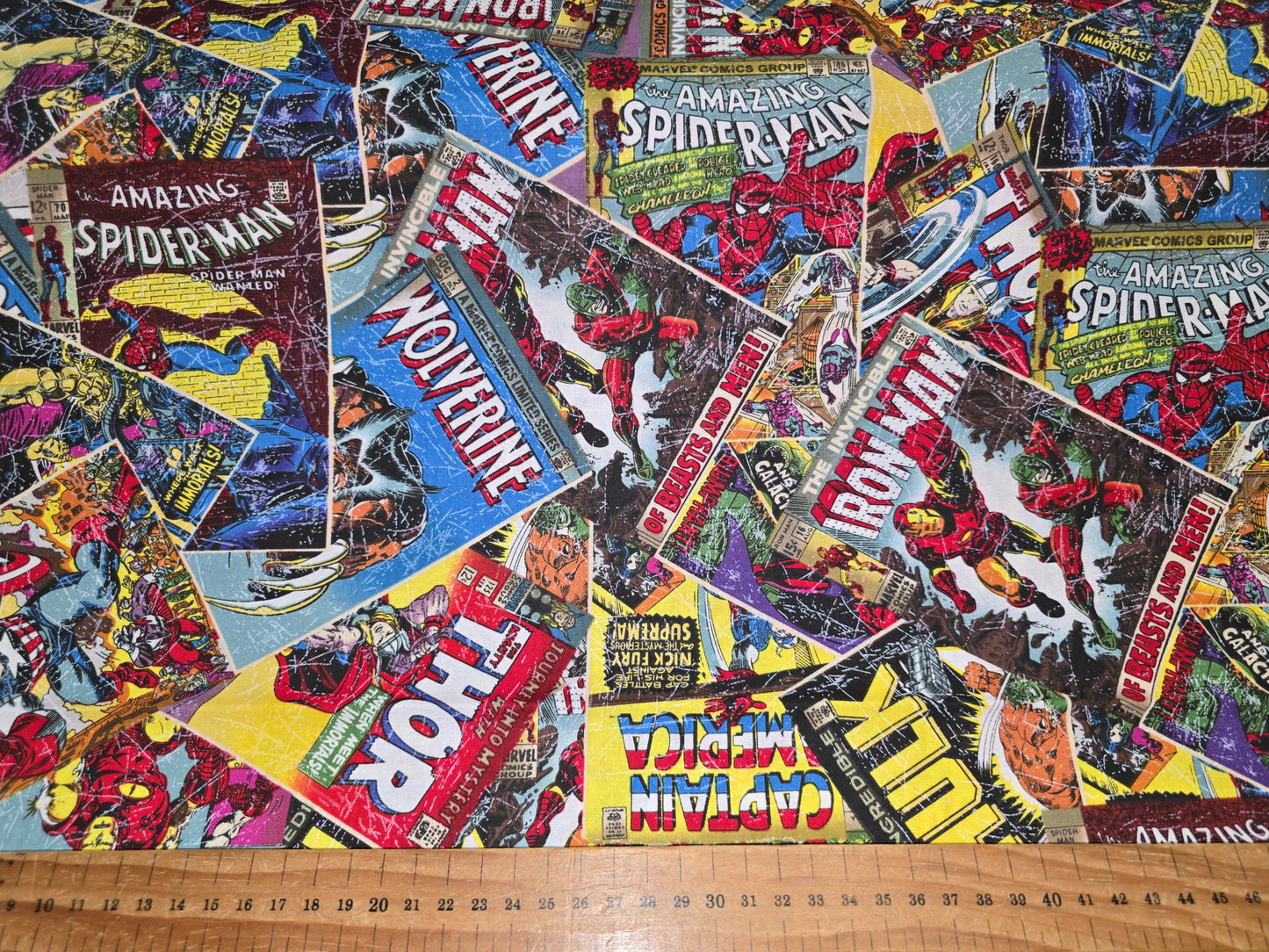 Eugene Textiles Marvel Comic Book Cotton Fabric 112cm - Licensed Superhero