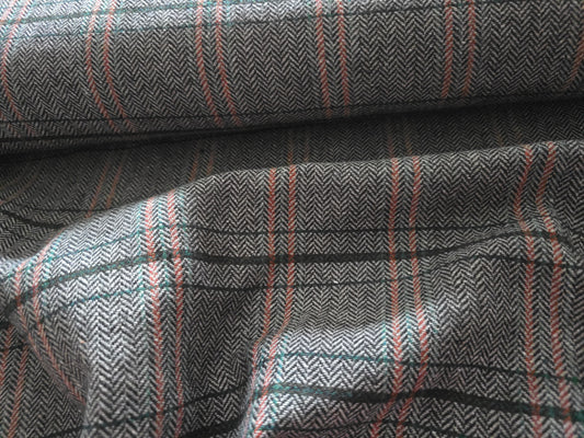 Premium Grey Herringbone Tweed-Look Suiting Fabric - 150cm Wide