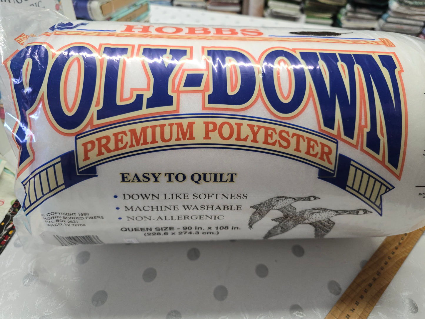 Hobbs Poly Down Premium Polyester Wadding Queen Size 90x108 inch - Luxury Quilting Batting