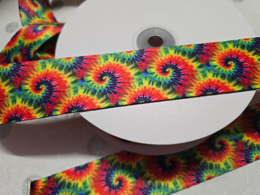 Tie Dye Look Webbing 38mm - Colourful Printed Strap for Bags & Crafts