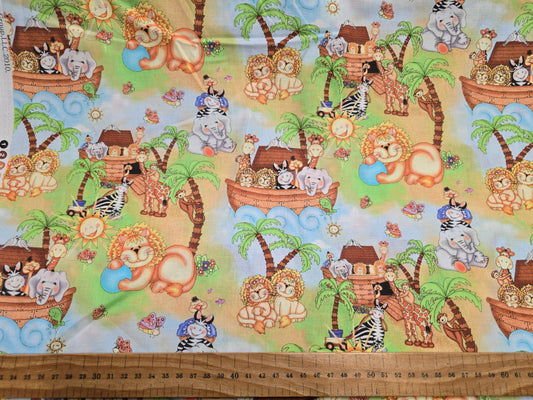 Springs Creative Scenic Jungle Babies Noah's Ark 100% Quilting Cotton Fabric