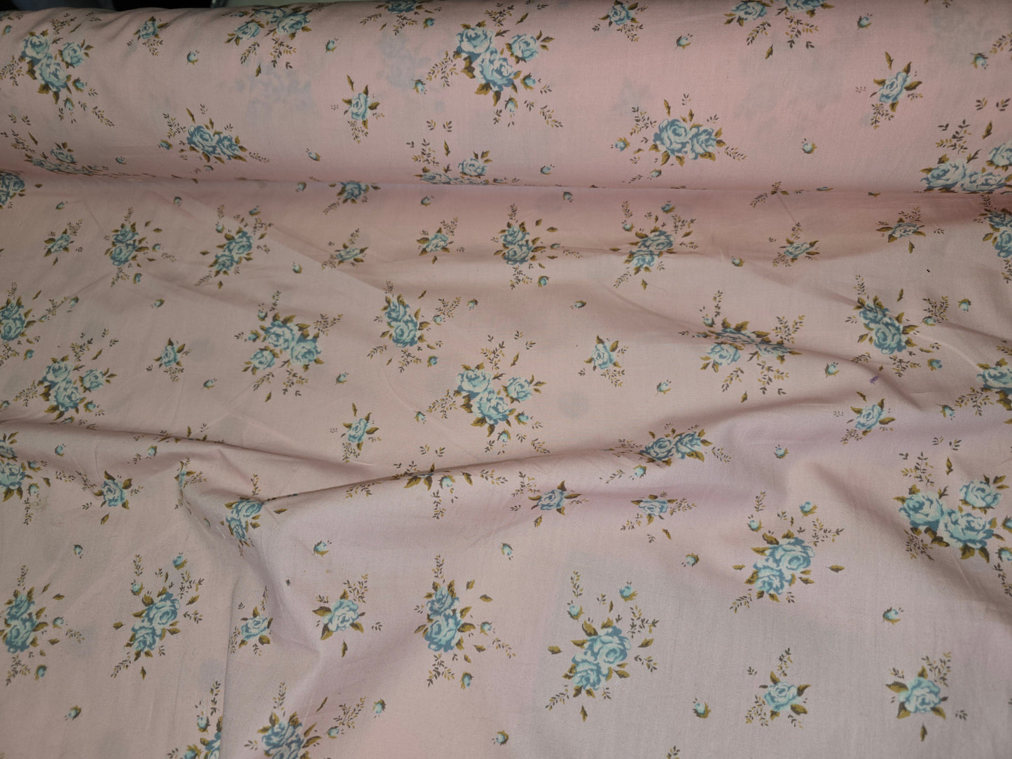 Pink & Blue Floral Cotton Poplin Fabric - 112cm Wide