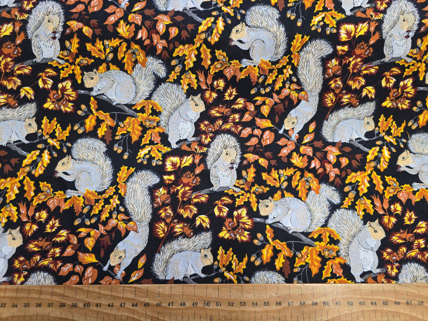 Nutex Squirrels 100% Cotton Quilting Fabric - 112cm Wide Grey Woodland Print