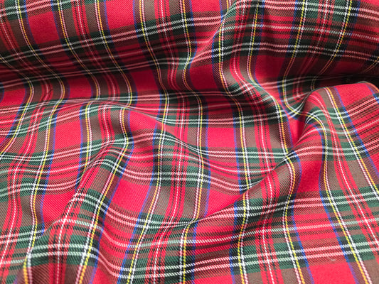 Red Tartan Fabric - 100% Warm Spun Polyester - Extra Wide 150cm
