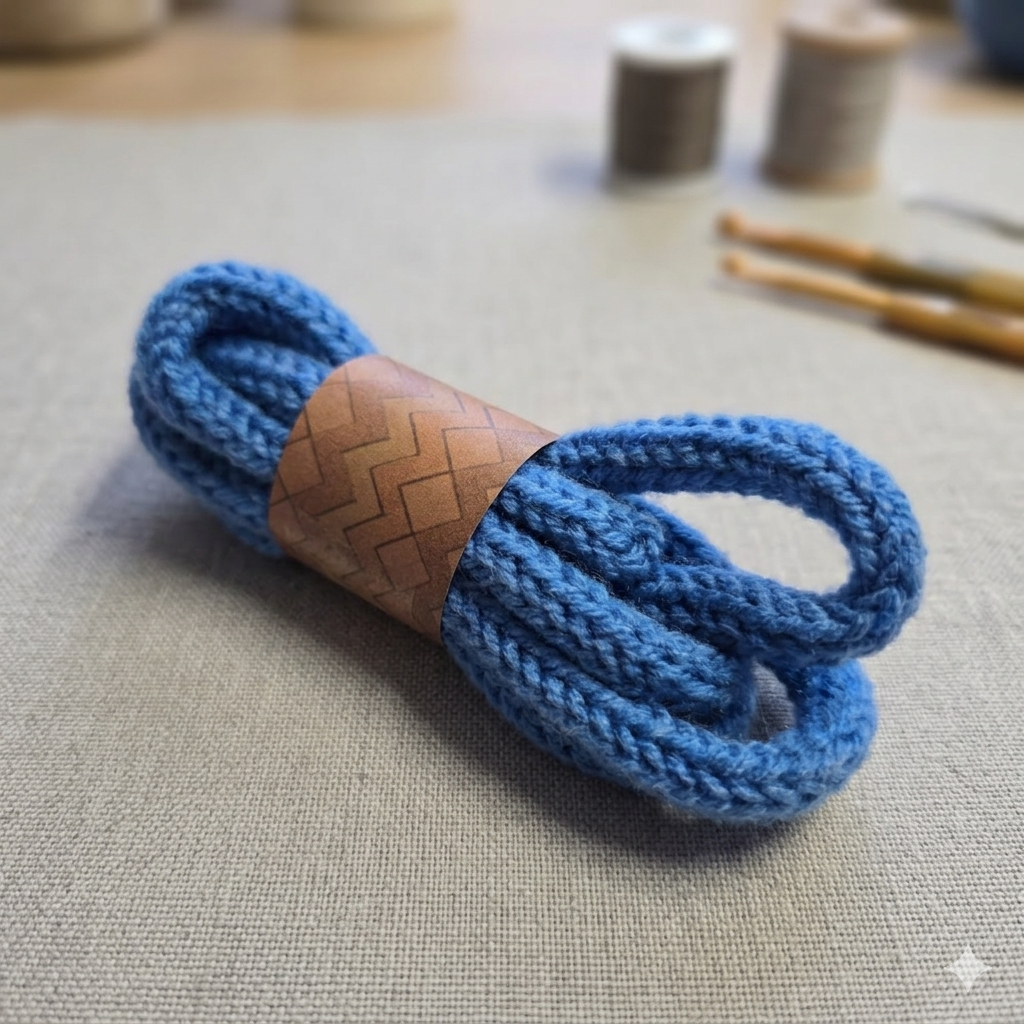 Handmade Acrylic Cobalt I-Cord | Tubular Tricotin Cord for Wire Craft & French Knitting Projects