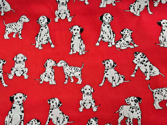 Benartex Puppy Love Red & White Dalmations 101 112 cm width